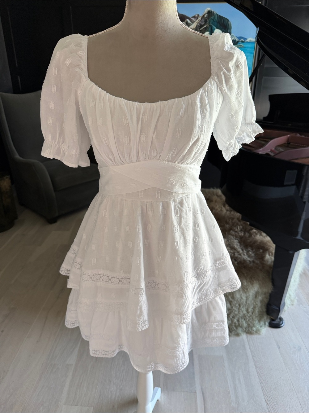 Altar'd State White Eyelet Sundress with Lace Details